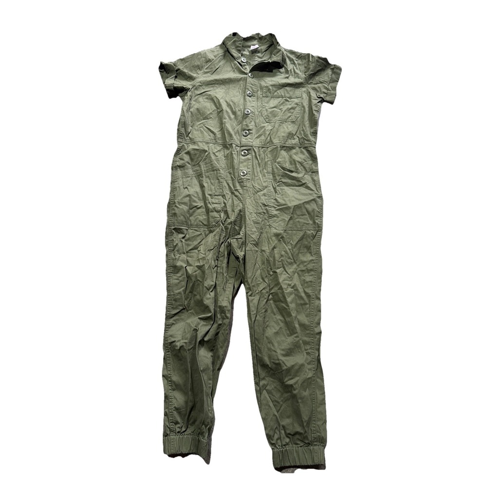 No Boundaries Green Jumpsuit Boiler Suit Women's Junior Size Large 11/13 Buttons